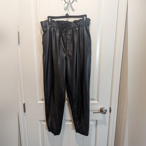 Abercrombie Faux Leather Drawstring Joggers size Large